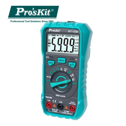 Pro’sKit寶工3-5/6自動量程真有效值數位電錶MT-1236