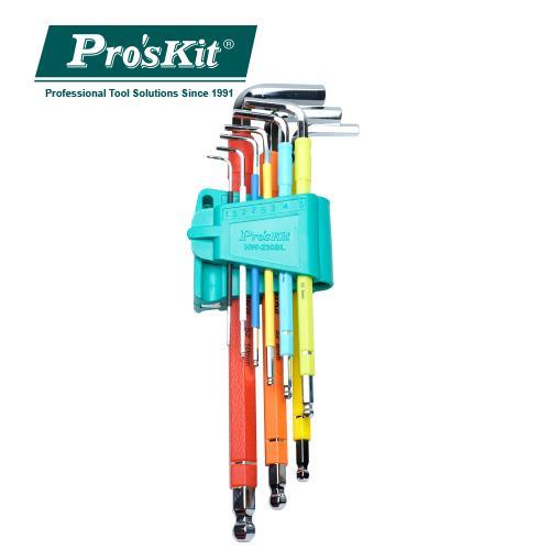 Pro'sKit寶工彩色加長球頭內六角扳手組（9支組）HW-230BL
